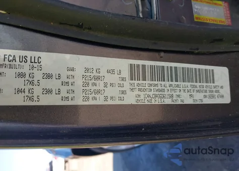 2016 Jeep Compass Sport z USA, uszkodzony, nr VIN 1C4NJCBA3GD611508